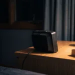 An empty bed at night with the covers pushed back on one side